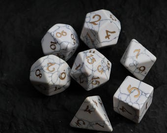 White Howlite Gemstone  Dice Set