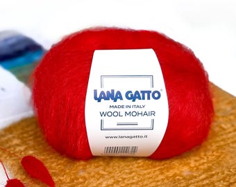 Lana Gatto Wool Mohair Yarn – Worsted Aran, Soft Fluffy Blend