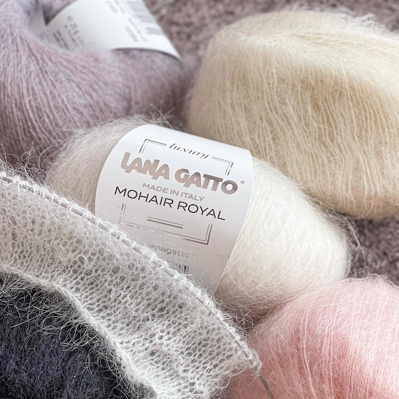 Lana Gatto Mohair Royal, Soft kid mohair knitting yarn, lace weight yarn, Italian yarn, crochet yarn, light and warm yarn