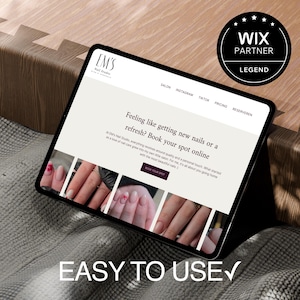 ソーシャルメディア対応の小規模ネイルスタジオ向けWixウェブサイトテンプレート、モダンでミニマルなデザイン、クリエイティブなWixテンプレート、Wixウェブデザイン