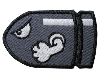 Bullet Bill Embroidered Iron On Patch, Funny Applique