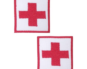 2pc First Aid Embroidered Iron On Patch, Logo Back Patch