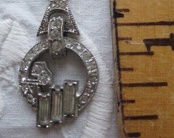 Art Deco paste pendant, silver French 1920s necklace pendant