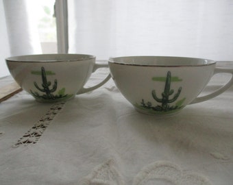 two Blakely tea cups ... SOLD SEPARATELY ... Saguaro cactus