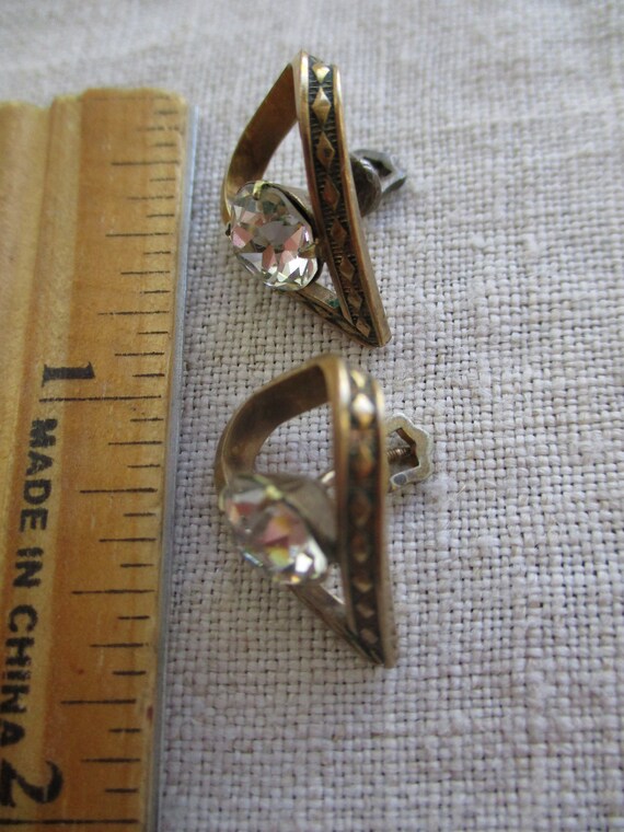 Deco style screwback earrings - image 2