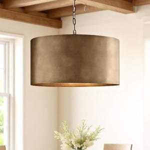 Bronze Drum Chandelier – Handmade Pendant Ceiling Light for Kitchen & Dining Room