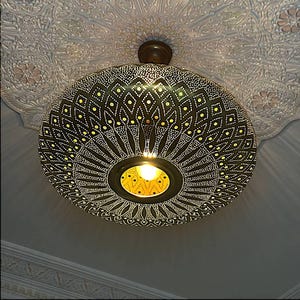 Solid Brass Ceiling Light Fixture - Simple Pendant Lamp Shade - Moroccan Hanging Brass Lampshade - Moroccan Style Lamps