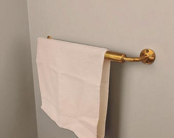 Porte-serviettes en laiton massif - Accessoires de salle de bain en laiton brossé vieilli pour cuisine et meuble-lavabo