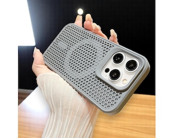 MagSafe Wireless Charging Phone Case, Breathable Mesh Design Cover with Heat Dissipation, Magnetic Cover for iPhone, Gift for Her