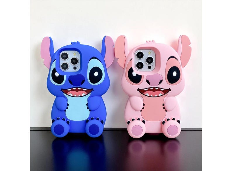 Stitch Lilo Phone Case, Soft Silicone iPhone Cover with Kickstand, Cute Cartoon Design Case, Gift for Best Friend