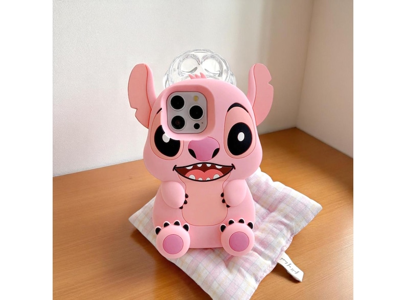 Stitch Lilo Phone Case, Soft Silicone iPhone Cover with Kickstand, Cute Cartoon Design Case, Gift for Best Friend
