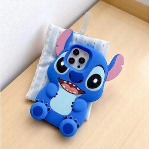 Stitch Lilo Phone Case, Soft Silicone iPhone Cover with Kickstand, Cute Cartoon Design Case, Gift for Best Friend