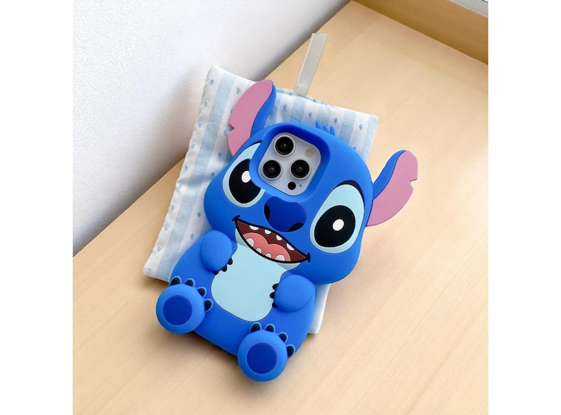Stitch Lilo Phone Case, Soft Silicone iPhone Cover with Kickstand, Cute Cartoon Design Case, Gift for Best Friend