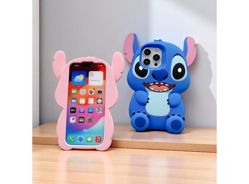 Stitch Lilo Phone Case, Soft Silicone iPhone Cover with Kickstand, Cute Cartoon Design Case, Gift for Best Friend
