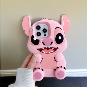 Stitch Lilo Phone Case, Soft Silicone iPhone Cover with Kickstand, Cute Cartoon Design Case, Gift for Best Friend