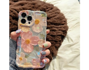 Oil Painting iPhone Case, Wildflower Floral Print Phone Cover, Luxury Shockproof Phone Cover Design, Trendy Gift for Her