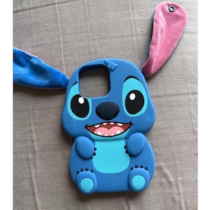 Étui de téléphone Stitch, peluche douce et silicone pour iPhone, étui de téléphone design avec oreilles en fourrure, cadeau pour un meilleur ami
