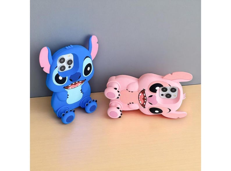 Stitch Lilo Phone Case, Soft Silicone iPhone Cover with Kickstand, Cute Cartoon Design Case, Gift for Best Friend
