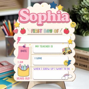 Personalized First Day Of School Sign, Reusable Back To School Sign For Photos, School Board, 1st Day Of School Sign, Dry Erase School Sign