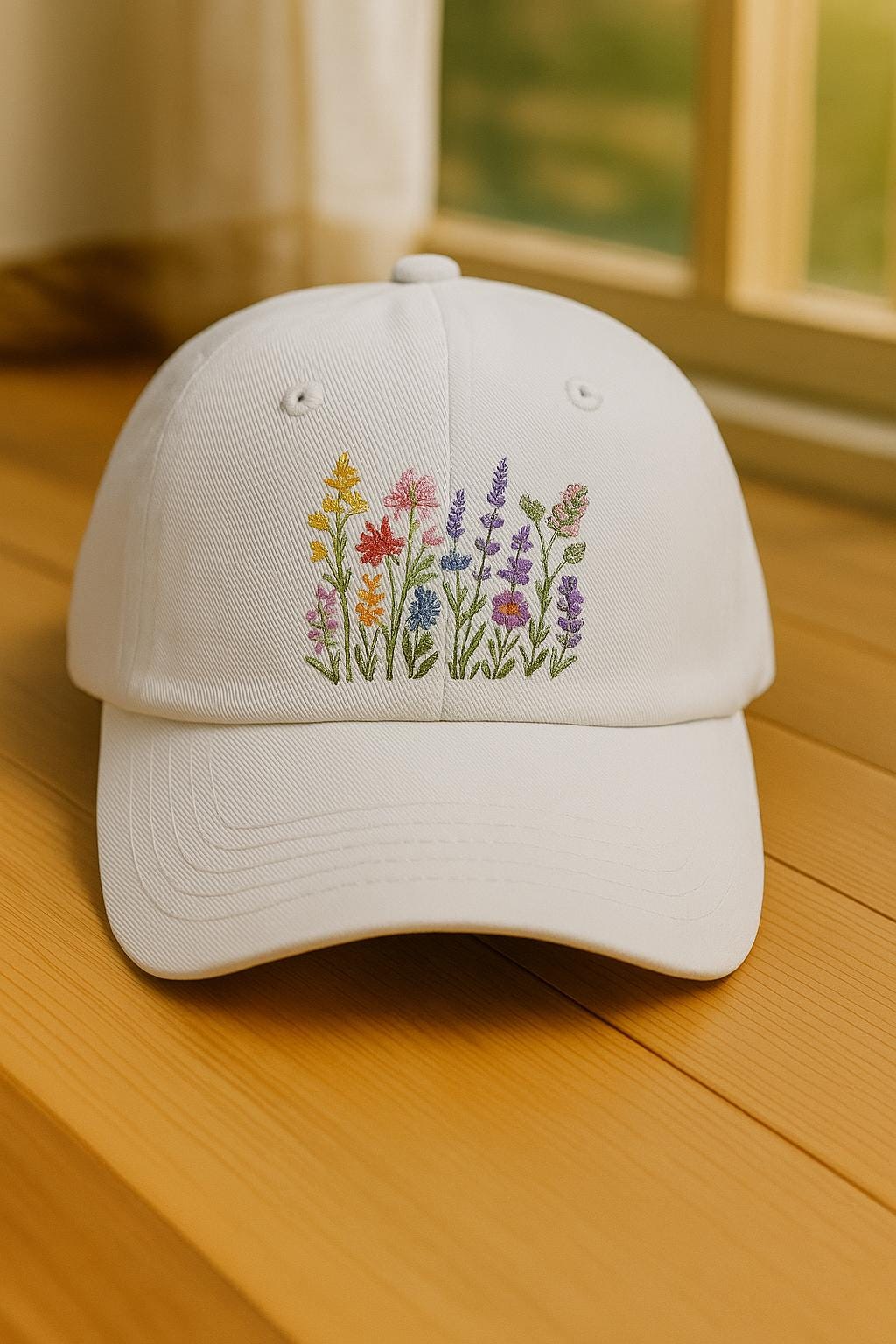 Floral Embroidered Hat - Etsy