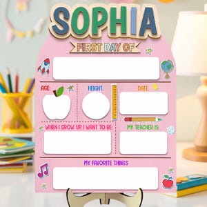Personalized First Day Of School Sign, Reusable Back To School Sign For Photos, School Board, 1st Day Of School Sign, Dry Erase School Sign
