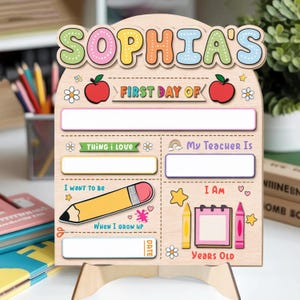 Custom First Day of School Sign, Back to School Sign, Kindergarten 1st Day of School Sign Reusable, Custom First Day School Sign