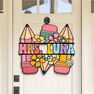 Personalized Teacher Sign, Teacher Appreciation Gifts, Teacher Door Hanger, Teacher Welcome Sign, Classroom Decor, Custom Teacher Door Sign