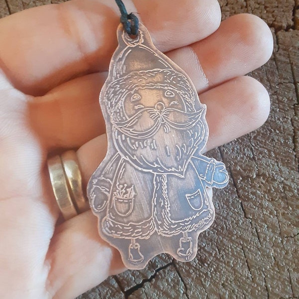 Copper Santa Christmas tree ornament - acid etched copper - x-mas gift - copper ornament