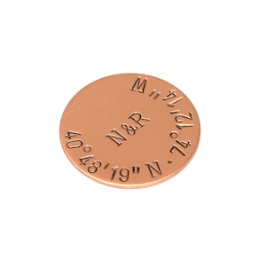 copper latitude longitude copper golf marker for 7th anniversary - copper anniversary gift