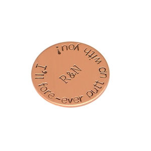 Copper golf ball marker with custom initials and I&#39;ll forever putt with you  - perfect for copper anniversary gift - 7th anniversary