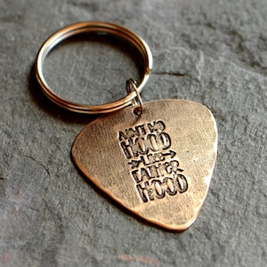 Bronze guitar pick keyring - playable bronze guitar pick with - Ain&#39;t No Hood like Fatherhood - NicisPicks