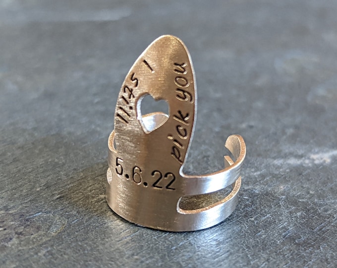Bronze Banjo or Ukulele Finger PIck - playable - customized with quote and date - special gift for Banjo Player - anniversary gift