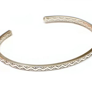 Dainty Sterling Silver Cuff Bracelet with Zig Zag Pattern solid 925 BR8832 image 1