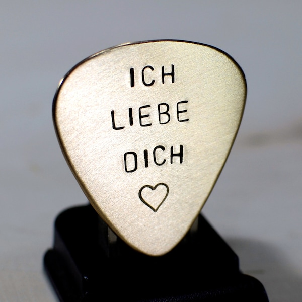 Ich liebe Dich Guitar Pick in bronze - I love you in German - GP220