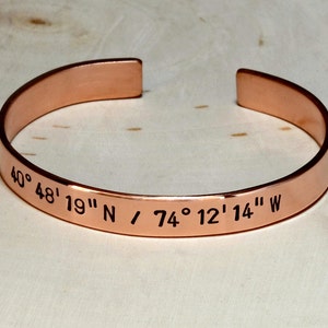 Copper latitude longitude cuff bracelet custom copper cuff back to school BR023 image 3