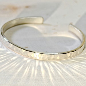 Hammered sterling silver cuff bracelet with elegant radiance in our dainty version Solid 925 BR716 image 1