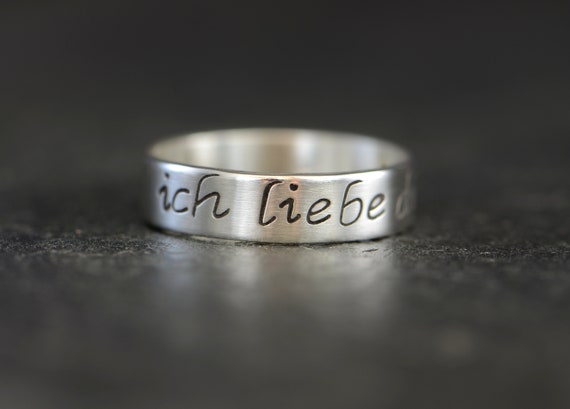 Ich Liebe Dich Sterling Silver Ring 925 I love you in German Ring