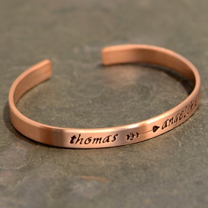 Custom copper cuff bracelet for 7th anniversary or copper anniversary - copper gift