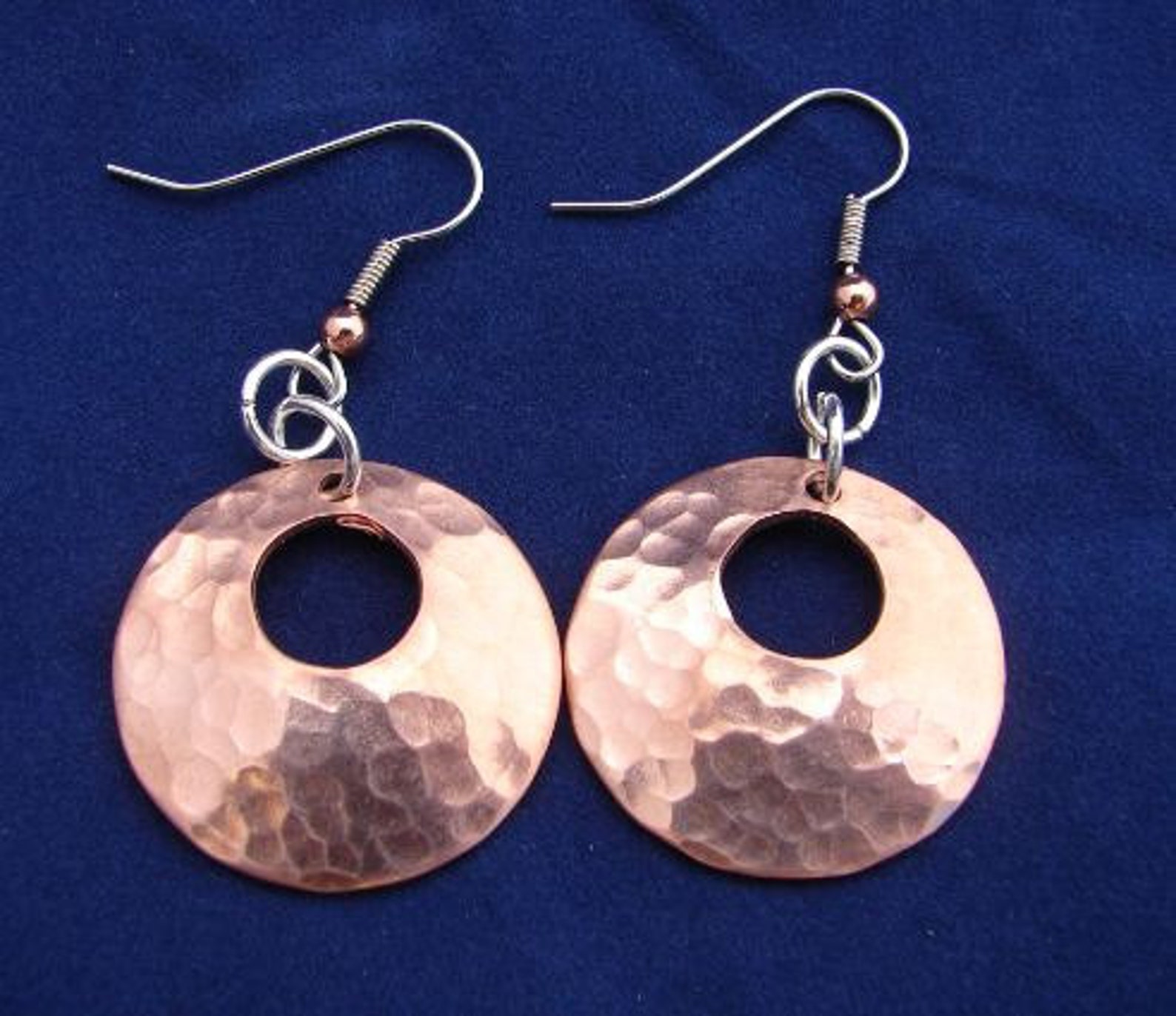 Hammered Copper Earrings Handmade with Round Window ER209 Etsy