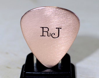 Custom copper guitar pick with your initials