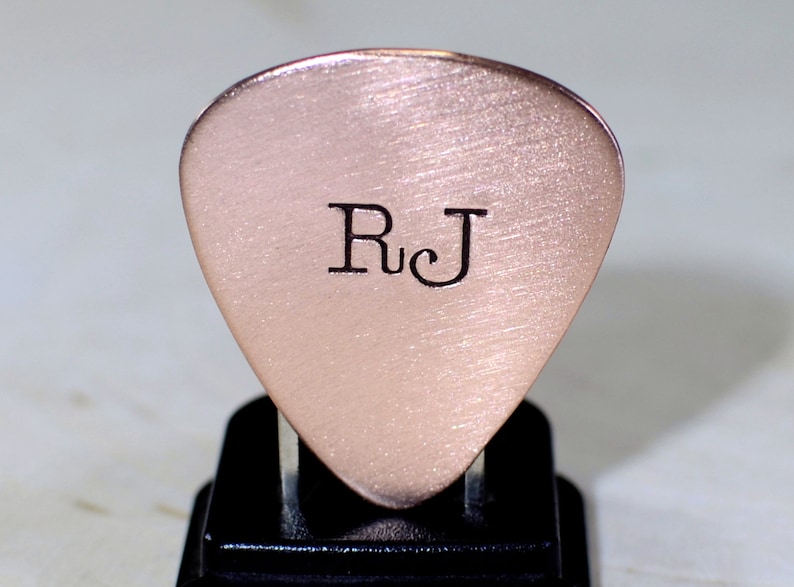 Personalized Copper Guitar Pick with Initials or Custom Monograms GP382 image 1