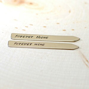 Forever thine forever mine sterling silver collar stays for weddings and love Solid 925 CS434 image 4