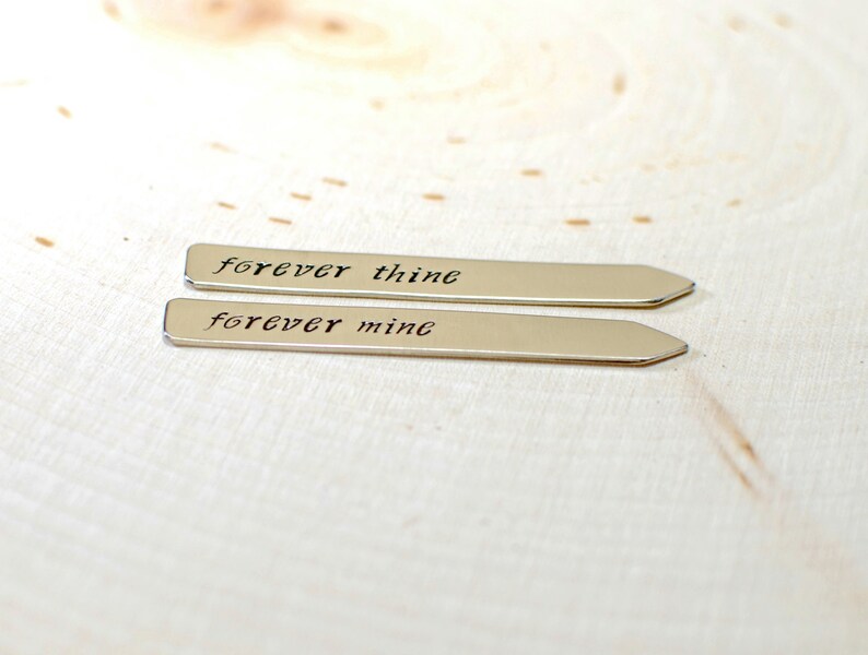 Forever thine forever mine sterling silver collar stays for weddings and love Solid 925 CS434 image 4