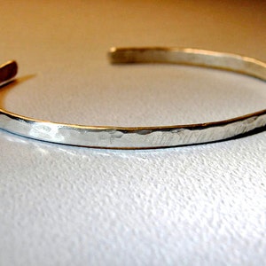 Dainty Sterling silver cuff Bracelet forged from round wire Solid 925 BR091 image 3