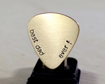 Bronze Guitar Pick Handstamped with the Best Dad Ever for Dads and Father's Day - GP922