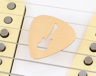 Electric guitar bronze guitar pick perfect gift for him or her and ready to be customized