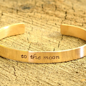 Bronze Bracelet stamped with to the Moon aka love you to the Moon and Back - BBR1120181
