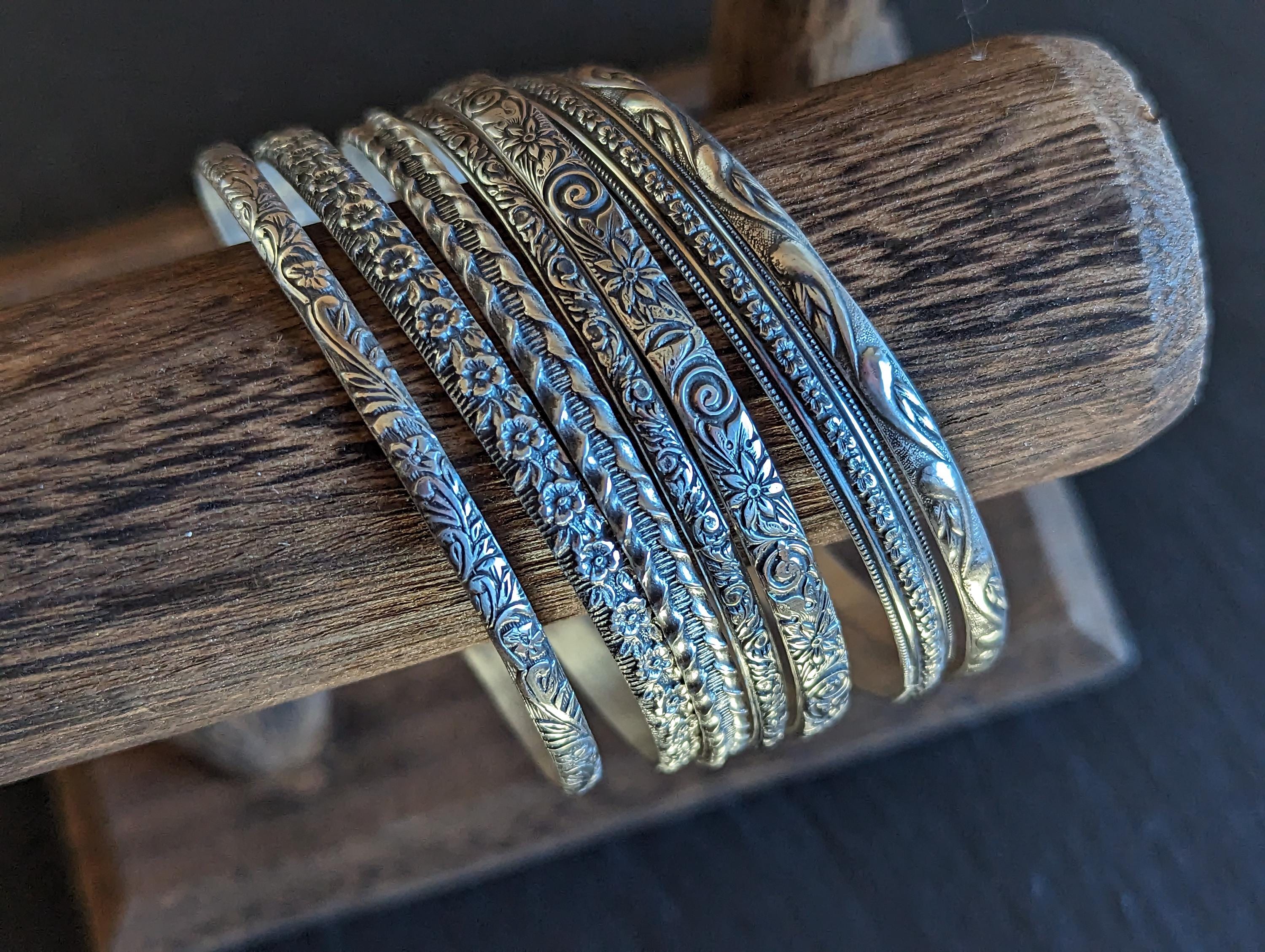Sterling silver bangle set of 7different bangles choose your size and quantity Etsy