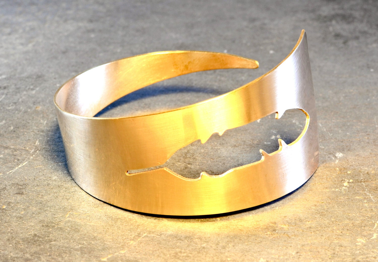 Golden Bronze Artisan Feather Cuff Bracelet Artistically Etsy