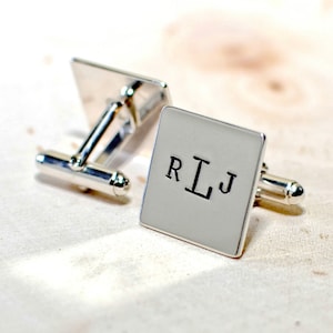 Sterling Silver Monogram Cuff Links – Personalized Anniversary Gift